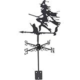 CLISPEED Wetterfahne, Metall, Wetterfahne, schwarz, Hexenform, 60 x 30 cm, Windrichtungsanzeige für Garten, Dekoration, Dach, Outdoor, Windfahne, Garten, Innenhof, Dekoration