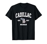 Cadillac Michigan MI Vintage Amerikanische Flagge Sport Design T-Shirt