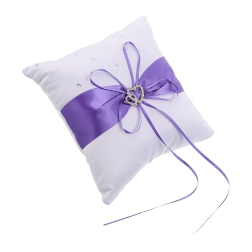GARIOUANS Coussin et Souvenir Mémorable en Satin Pourpre pour Alliances de Mariage Accessoire Polyvalent Nœud Décoratif Élégant pour Cérémonie de Fiançailles