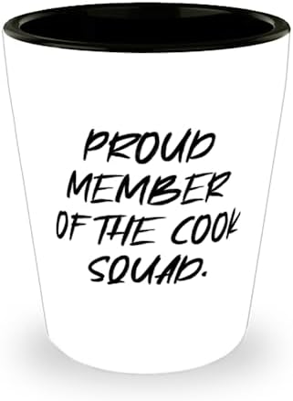 Funny Cook Shot Glass, PROUD MEMBER OF THE COOK SQUAD, Present For Men Women, Cool Gifts From Boss, Cooking gifts, Chef gifts, Foodie gifts, Kitchen gadgets, Apron, Cookbook