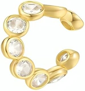 اقراط اذن غير مثقوبة انيقة من الكريستال بتصميم فاكهة الكرز للنساء، لون ذهبي، اقراط اذن وهمية لغضروف الاذن، مجوهرات - زركون دائري