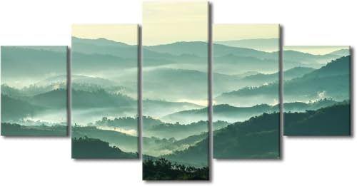 Paisaje De Árboles Alpinos 5 Piezas Lienzo Grandes Xxl Murales Pared Hogar Pasillo Decor Arte Pared Hd Impresión Foto/Sin Marco 150 X 100 Cm - Para Sala De Estar Dormitorio Comedor Hotel-8409444824