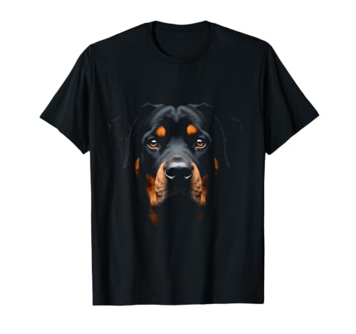 Black Rottweiler Dog Rottie Face T-Shirt