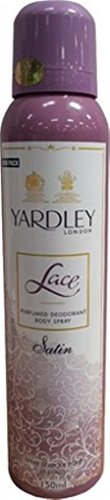 Yardley Lace Satin Deodorant Spray for women 150 ml (Pack of 2)