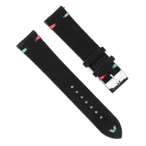 [SEIRYUMARU] ���v�X�g���b�v�A Wildleder-Leder-Uhren-Gurte 18-24mm �G���U�b�c�A�o���h(Black-Red Green Line,22mm)