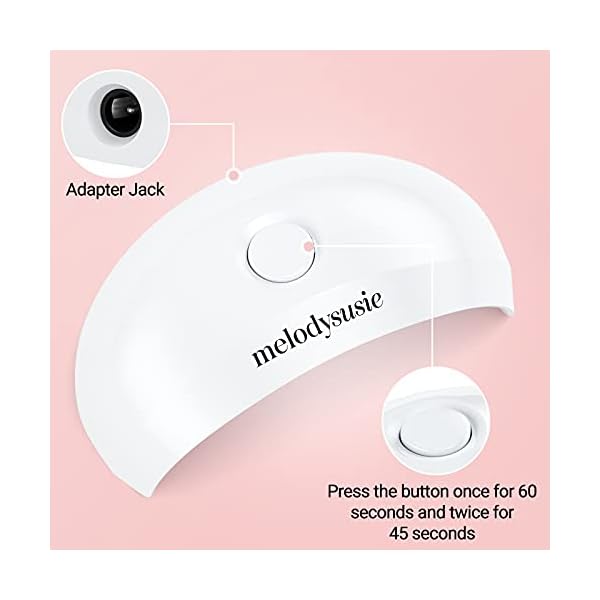 UV-LED-Nail-Lamp-Melodysusie-Nail-Light-Portable-LED-Nail-Lamp-for-Gel-Polish-Nail-lamp-for-Acrylic-and-Gel-Suitable-for-Travel-Home-School-Office-White MelodySusie Portable UV LED Nail Lamp for Semi Cured Gel Nail Strips, Art04 6W Mini UV Light with 2 Timers (45s/60s) for Gel Nails, Stickers and Strips