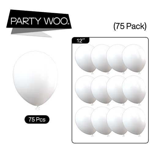 Image of PartyWoo White Balloons 51 pcs 12 Inch Matte White Latex Helium Balloons for Wedding Bridal Graduation Engagement Baby Shower Gender Reveal Easter Anniversary Birthday Party Decorations White-Y13