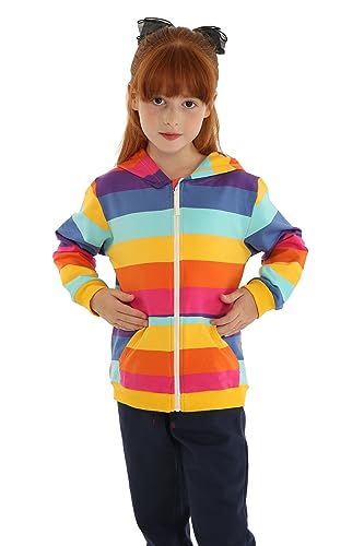 Mud Kingdom Boy Zip Up Hoodie Sweatshirt with Hood Rainbow Patchwork2