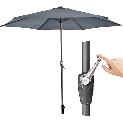 Image of GardenCo Outdoor 2m Parasol - Garden Outdoor Crank Up Parasol Umbrella - UV Rated 50-38mm Parasol Pole (Grey - No Tilt, 2m)
