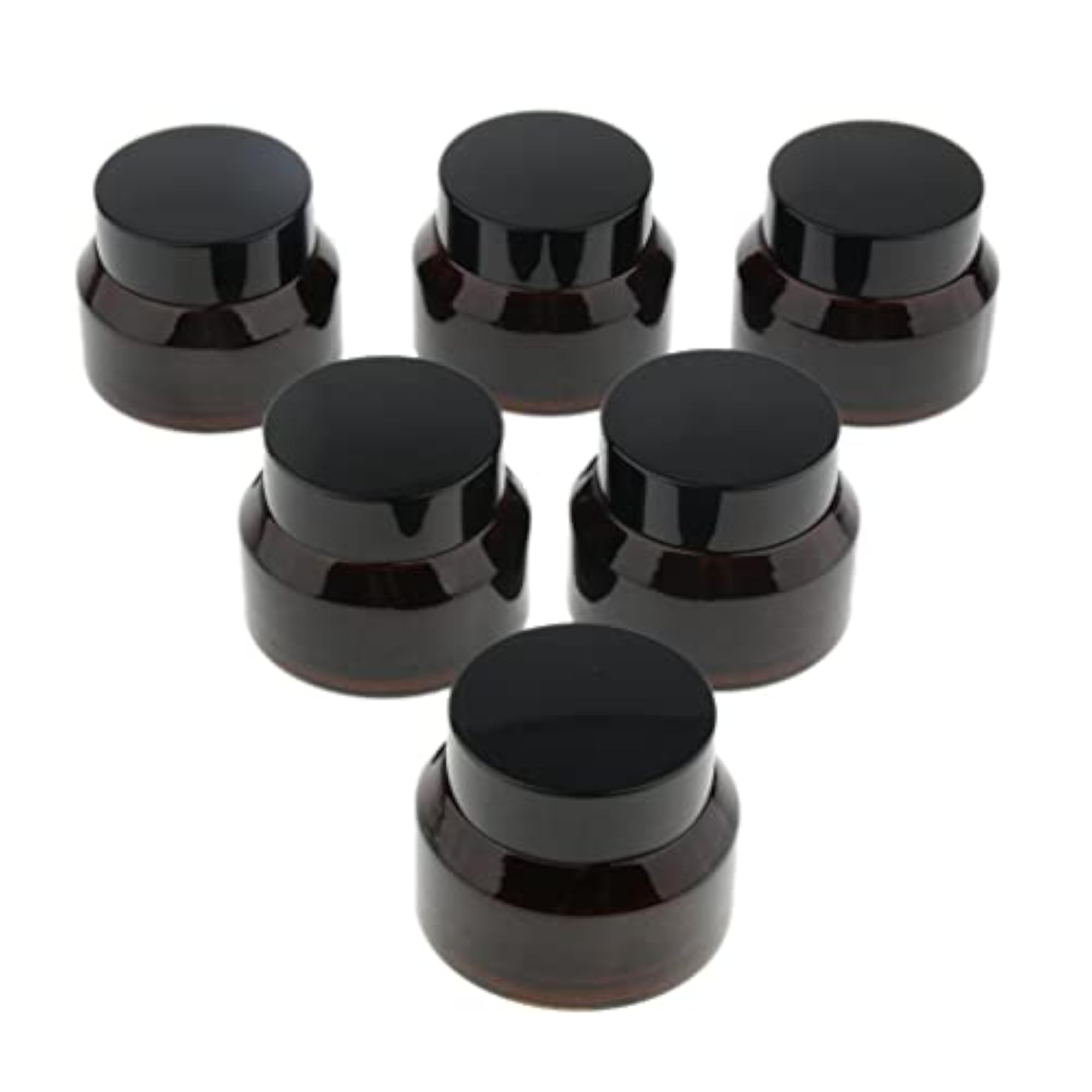 6 Pieces Refillable Glass Amber Cream Empty Lip Balm Container Jars 30g