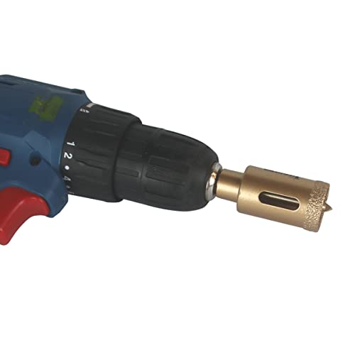 Image of Brazed Diamond 1 inch Hole Saw with Center Drill Bit | For Ceramic, Porcelain, Tile, Glass, Granite, Quartz, Marble, Gemstone, Dry Drilling, 25mm