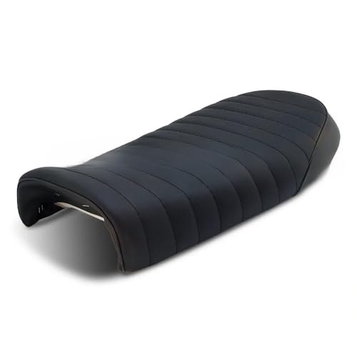 Asiento plano para motocicleta Scrambler vintage en cuero sintético negro para proyectos café racer