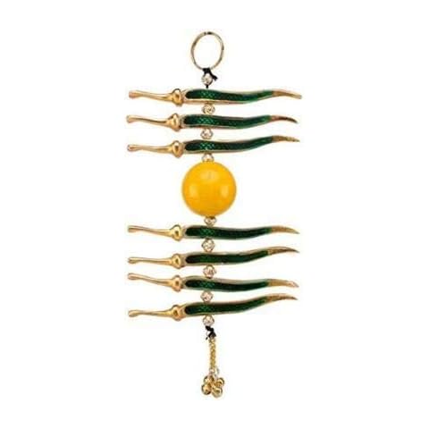 Fashion Bizz Metallic Neebu Mirchi Decorative Showpiece - 24.5 cm (Aluminium, Green, Yellow, Gold) Cover