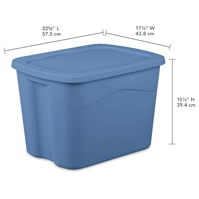 Large Storage Bin, 18 Gallon Plastic Storage Container with Snap-On Lid, Blue Moonlight Household Storage Box 8 Pack