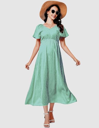 Image of Maternity Dress Women's Off Shoulder Split A Line Casual Maxi Dress Photography Dress for Babyshower