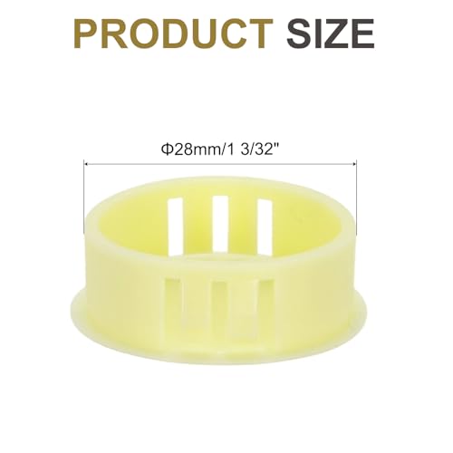 Image of MECCANIXITY 64PCS 28mm(1 3 /32 inch) Beige Plastic Hole Plugs, Flush Type Panel Hole Plugs Insert End Caps for Locking Hole Tubes Furniture Cabinet