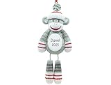 UniqXmas Personalized Sock Monkey Christmas Ornament 2025 - Free Customization | Smiley Stuffed Monkey Zoo Animal with Dangle Legs for Xmas Tree | Funny Keepsake Gift for Kids - Custom Name & Year