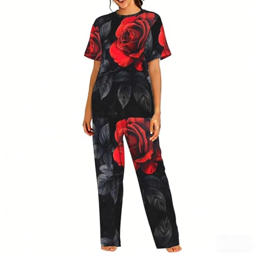 Ensemble de pyjama doux femme ensemble nuit imprimé floral confortable