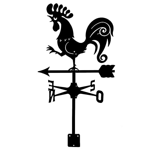Veleta de Metal con Forma de Gallo, indicador de dirección del Viento, Veleta Retro Duradera, Herramienta de medición de estacas para jardín con Escena de Granja
