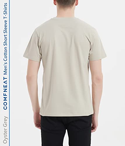 Comfneat Men's 3-Pack Lightweight T-Shirts Cotton Crew Neck Regular Fit Solid Tee (Grey+Dark Green+Green 3-Pack, L) #TOP3