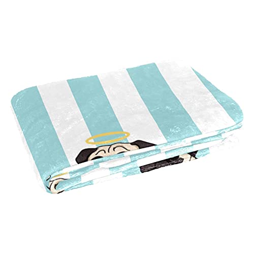 Couverture chaude à rayures bleues et blanches pour lit douillet - 3