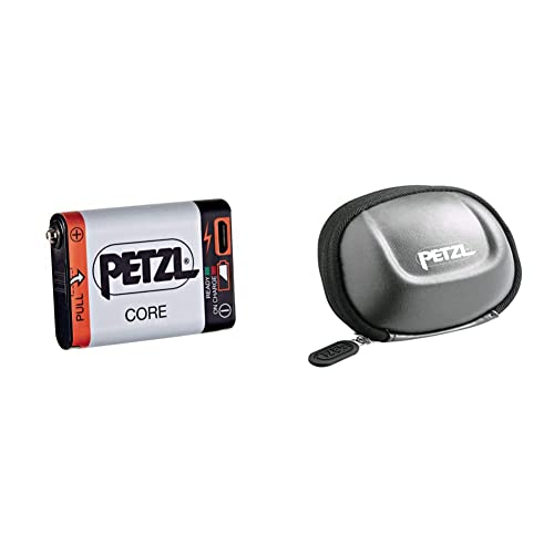 Petzl E99ACA, Batería Recargable Compatible con Linterna Hybird Blanco + Adult Protective Case Poche Tikka 2, Gris, Talla Única, E93990