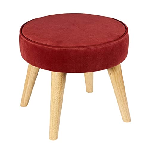 Tabouret en bois déhoussable et lavable pour salon rouge