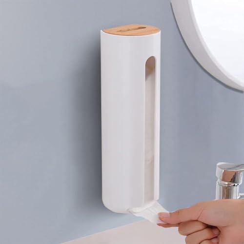 FemKey Boîte Coton à Démaquiller, Distributeur Coton Demaquillant, Boîte de Rangement pour Cotons avec Couvercle en Bois, pour Salle de Bain et Chambre