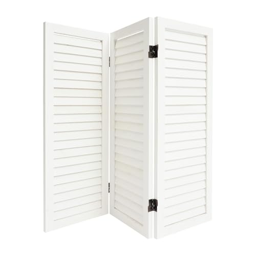 3 Panel Room Divider Screen Short Room Divider 3ft Wooden Privacy Screen Shutter Folding Screens Foldable Shutters Screen Divider Wooden Short Screen for Dressing Room 35.4 x 31.9(White)