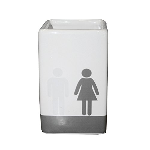 FRANDIS 196136 Gobelet Décoration Elle&Lui Céramique 6,5 x 6,5 x 10,5 cm