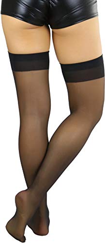 Image of ToBeInStyle Women's Sheer Banded Thigh High Socking w /Opaque Band