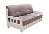 [page_title]-lifestyle4living Schlafsofa in Grau/Weiß zum Ausziehen mit 2 Liegeflächen | Microfaser/Massivholz/Federkern | Gemütliches Sofa mit Schlaffunktion im Landhausstil