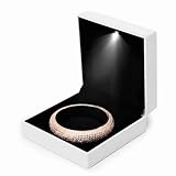 Ziyonix Caja de Pulsera, Cuero Leche Blanca Pulsera caja de Almacenamiento Caja de Soporte de pulsera de Almacenamiento de Soporte con LED para el Día de San Valentín Aniversario