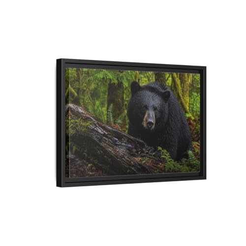 Cadre photo ours noir toile tendue salon de 3 cm