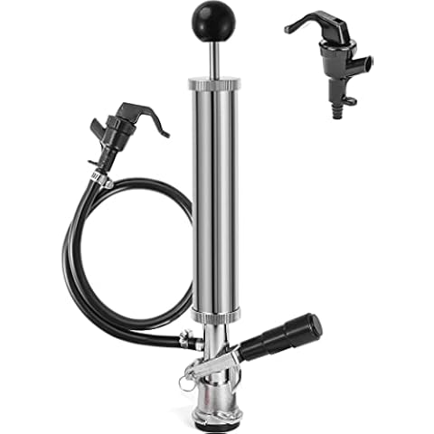 Hilangsan 8” Keg Pump Beer Keg Tap D System Keg Party Pump for US Sankey Keg Pump Stainless Steel Probe Coupler Beer Tap for Keg No Block No Leak Picnic Pump with Beer Line Faucet Hose Clamps Cover