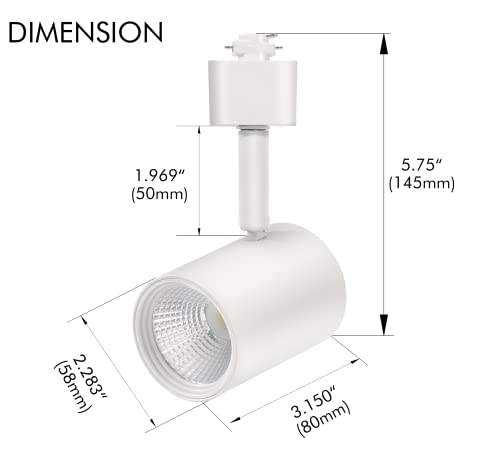 Cloudy Bay LTHR004WH3C-6PK Led Track Lighting Heads,3000K/4000K/5000K Selectable,Dimmable 8W,Cri90+ True Color Rendering Adjustable Tilt Angle Track Light,White,Halo Type,Pack Of 6 thumb #5