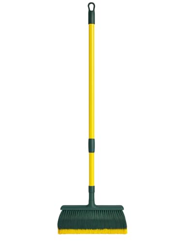 Brosse pour gazon artificiel avec manche extensible - Balai pour balayage gazon et feuilles - Outil de nettoyage de jardin (brosse + poignée)