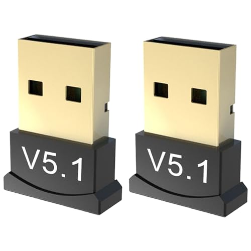 2 Pack Bluetooth 5.1 EDR USB Adapter for PC Receiver - Transmitter for Computer Desktop, Compatible with Laptop, Headset, Speaker, Keyboard, Mouse, Printer, Windows7/10/11