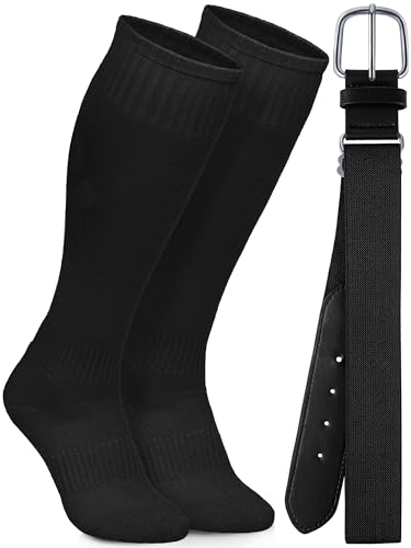 Image of Baseball Socks and Belt Set Cotton Youth Softball Socks for Boys Girls