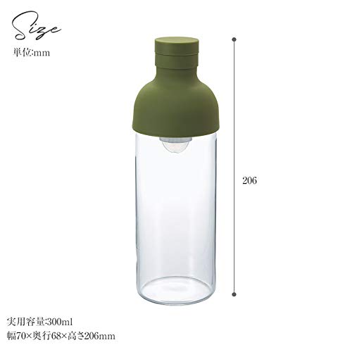 Image of Hario FIB-30-OG Cold Brew Filter-in Tea Bottle, 300ml, Olive Green