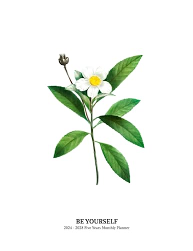 BE YOURSELF 2024-2028 Five Years Monthly Planner: January 2024 to December 2028 with Inspirational Quotes, 8.5X11 Inches, 192 Pages, Vintage Flower Cover