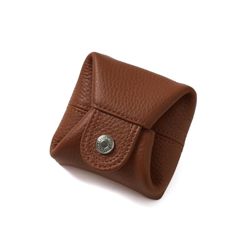 Image of Cockatoo Genuine Leather Coin Pouch Change Holder, Mini Snap Pocket Wallet for Men Women (Aurora Red, Large)