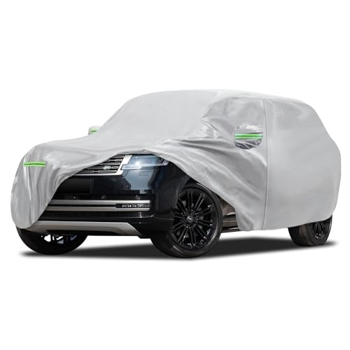 Image of Car Cover Fit for Land Rover Range Rover 2001-2026, Migaven Waterproof Full Exterior Cover Sun Rain Protection with Door Zipper and Cotton Lining, Silver