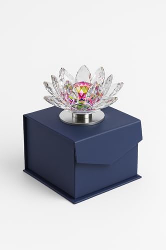 Image of ZYROO Crystal Lotus Flower Showpiece for Home Decor | Feng Shui Good Luck Crystal Lotus | Decorative Glass Lotus for Pooja Room, Office Desk, Meditation & Gift