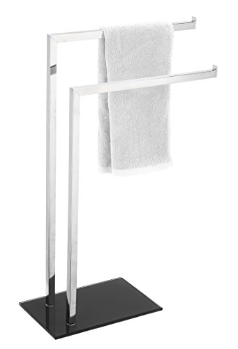 Pie toallero de 2 brazos negro con base de cristal King Home p1407429/A 2