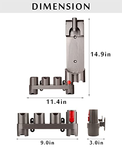 CRAVERLAND Attachments Holder for Dyson Vacuum Cleaner, Compatible with GEN5/G5/V15/V12/V11/V10/V8/V7, Plastic, Wall Mount, 3 x 9 x 3.6 inches
