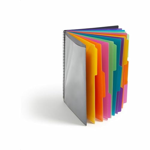 Smead 24 Pocket Poly Project Organizer, Letter Size, 1/3-Cut tab, Gray with Bright Colors (89206)