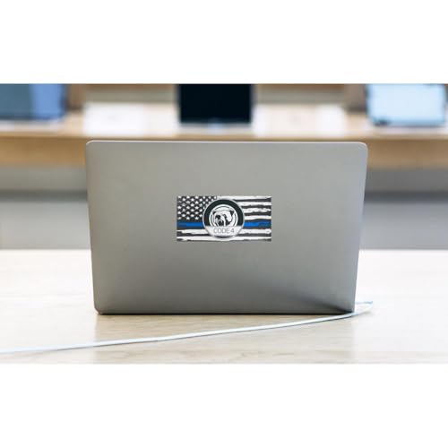 Image of 10Pcs Thin Line Flag Car Decal Stickers, Police Support American Flag Bumper Stickers Patriotic Theme Memorial Decal Boat for Cars Bumpers Trucks, Bandera de policia la linea Azul para carro