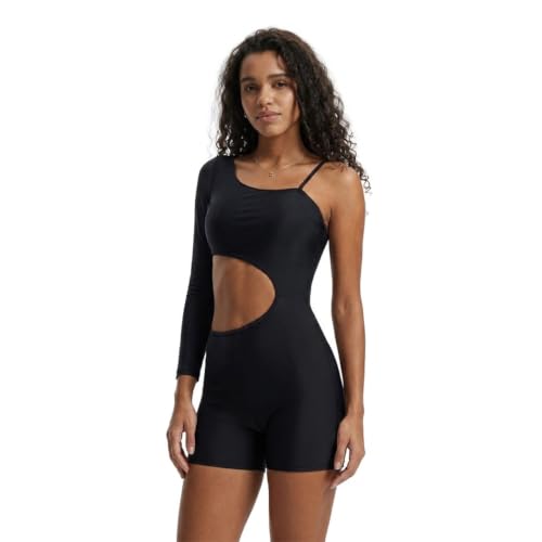 Maillot de bain asymétrique manches longues une pièce épaule dénudée femme