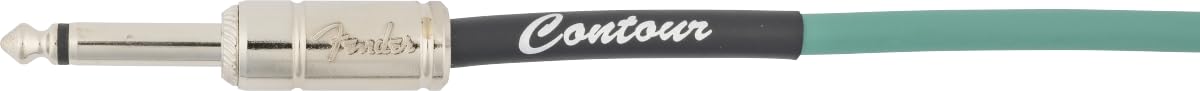 Fender Contour - Cable de instrumento en espiral, relleno de calcetines, accesorios de guitarra, recto/ángulo, verde Sherwood, 30 pies